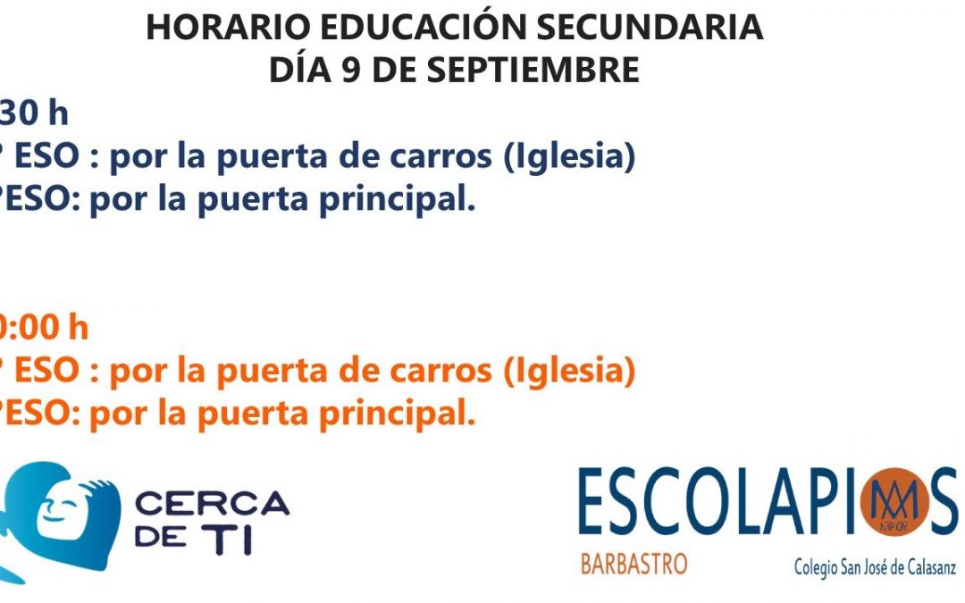 HORARIO EDUCACIÓN SECUNDARIA 9 DE SEPTIEMBRE